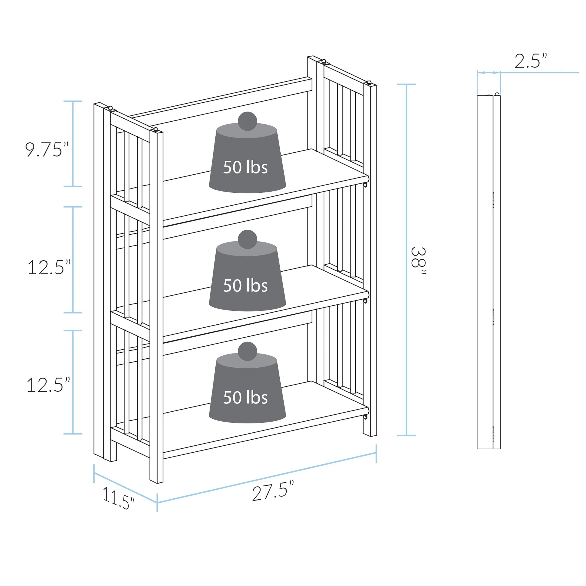 Yu Shan CO USA Ltd 330-20 3 Tier Folding Bookcase Natural