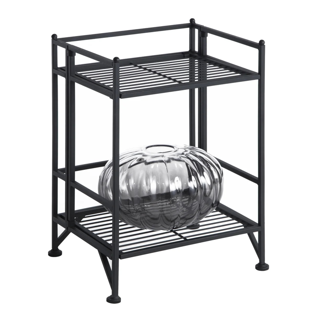 Xtra Storage 2 Tier Folding Metal Shelf, Black