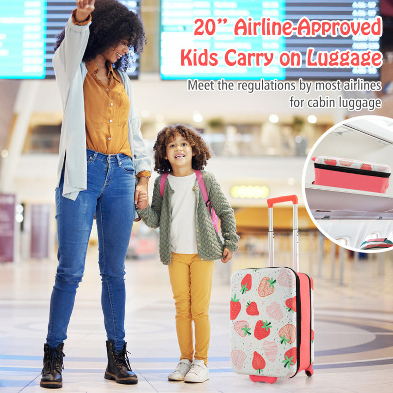 20 Inch Kids Rolling Luggage Foldable Hardshell Carry-On Suitcase on Wheels