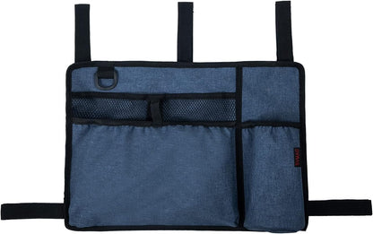 Walker Bag Pouch Basket with Cup Holder Armrest Attachments Hand Free Storage Bags Waterproof for Folding Rollator Accessories Suit for Elderly Seniors Handicap Disabled (Blue)