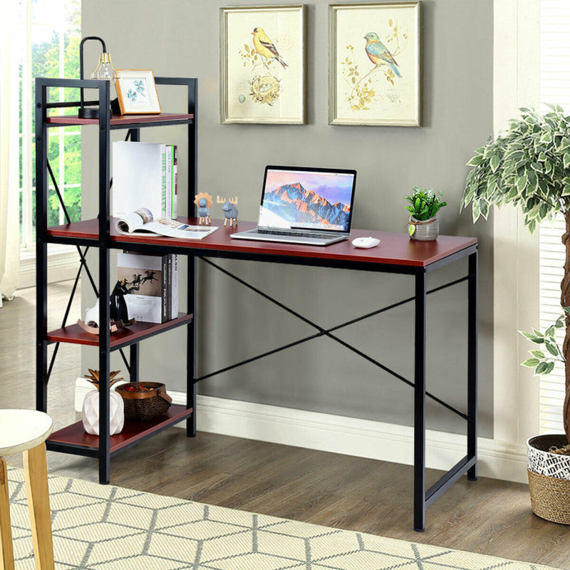 47.5 Inch Writing Study Computer Desk with 4-Tier Shelves