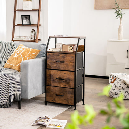 Freestanding Cabinet Dresser with Wooden Top Shelves