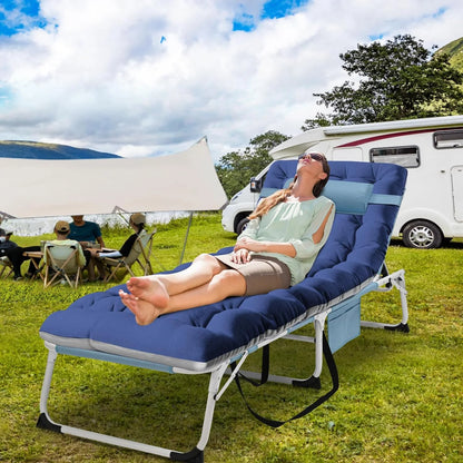 3-In-1 Face down Tanning Chair, Folding Lounge Chair with Face & Arm Hole, 5-Position Adjustable Camping Cot, 2-Sided Cushion, Pillow & Carry Straps for Beach & Outdoor