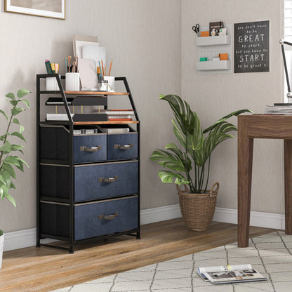 4-Drawer Free Standing Storage Dresser with 2 Open Shelves
