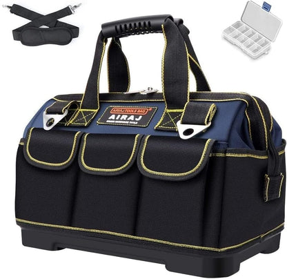 Tool Bag,16 Inch Waterproof Tool Bag Organizer with ABS Molded Hard Base,Soft Padded Handle and Shoulder Strap,Oxford Cloth,Tool Bags for Men & Women