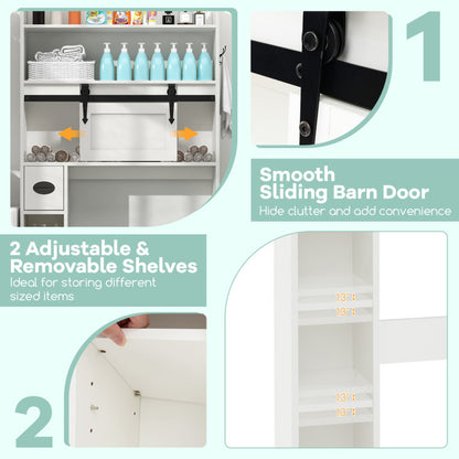 Over the Toilet Storage Cabinet with Sliding Barn Door and Adjustable Shelves