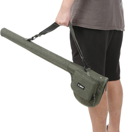 Fly Fishing Rod Case,Portable Fishing Tackle Bag,Canvas Fishing Pole Storage Bag Fly Rods Reels Durable Carry Case, ‎Army Green, Canvas & Beach Tote Bag