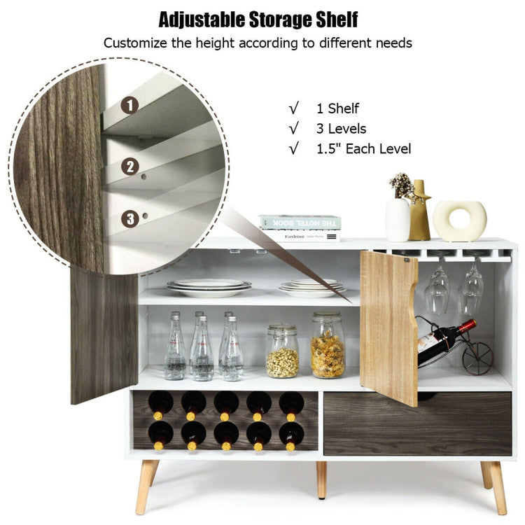 Mid-Century Buffet Sideboard Wooden Storage Cabinet
