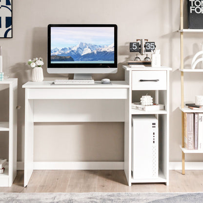 Compact Computer Desk with Drawer and CPU Stand