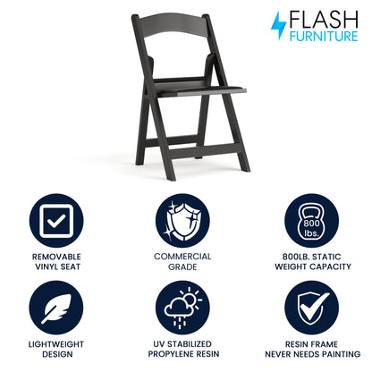 Hercules Folding Chair - Black Resin – 800LB Weight Capacity Comfortable Event Chair - Light Weight Folding Chair