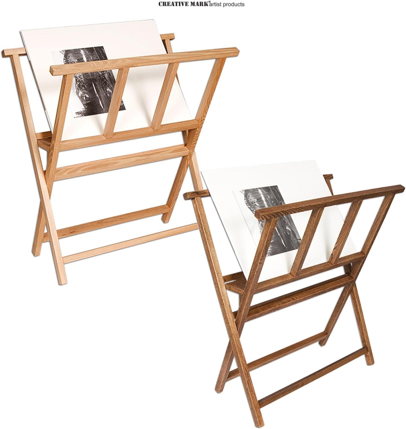 Folding Wood Large Print Rack - Perfect for Display of Canvas, Art, Prints, Panels, Posters, Art Gallery Shows, Storage Rack - [Walnut Stain Finish]