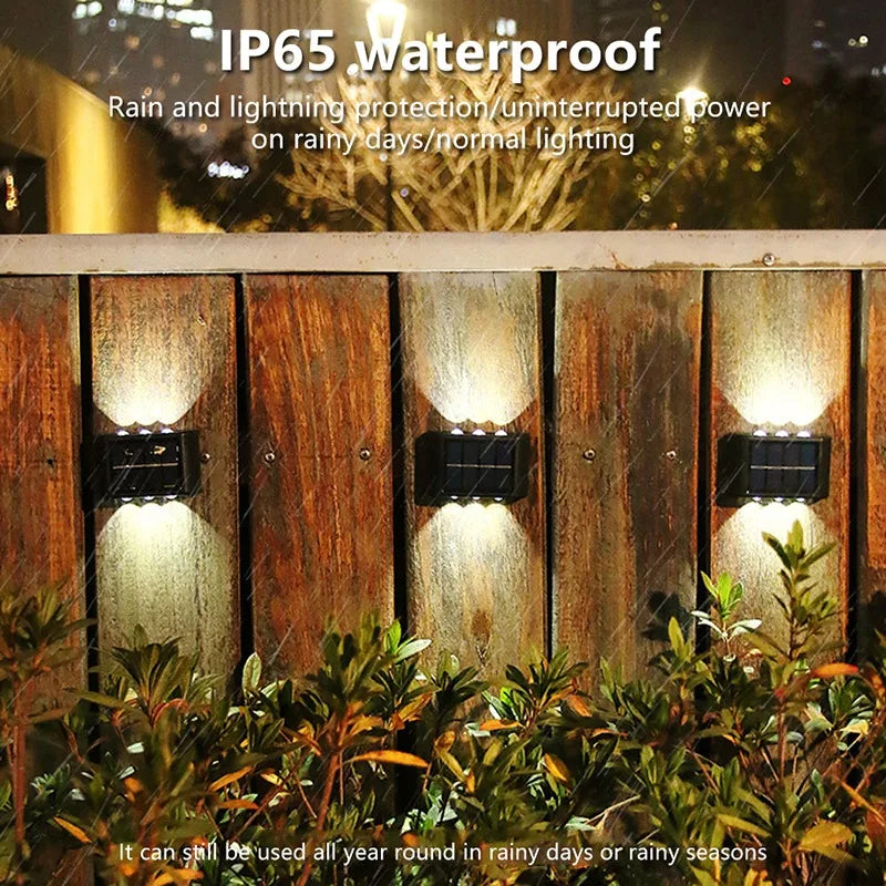 Outdoor Solar LED Wall Lights Waterproof Led Solar Lamp up and down Luminous Lighting for Garden Balcony Yard Street Decor Lamps