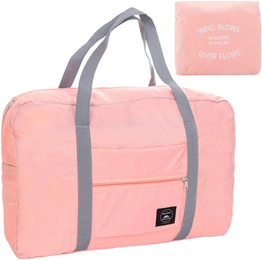 Foldable Travel Duffel Bag Lightweight Waterproof Folding Duffle Tote Bag Carry Storage Weekender Bag Folding Travel Luggage Bag for Women&Girls (Foldable Travel Bag for Pink)