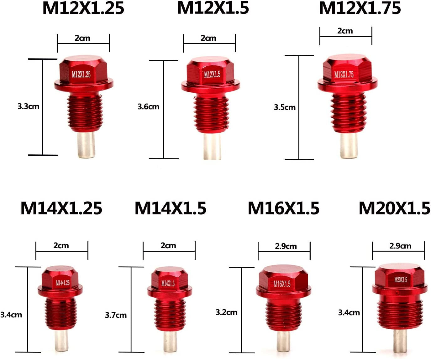 Magnetic Oil Drain Plug Magnetic Sump Drain Nut Oil Drain Bolt (14X1.5, Red)