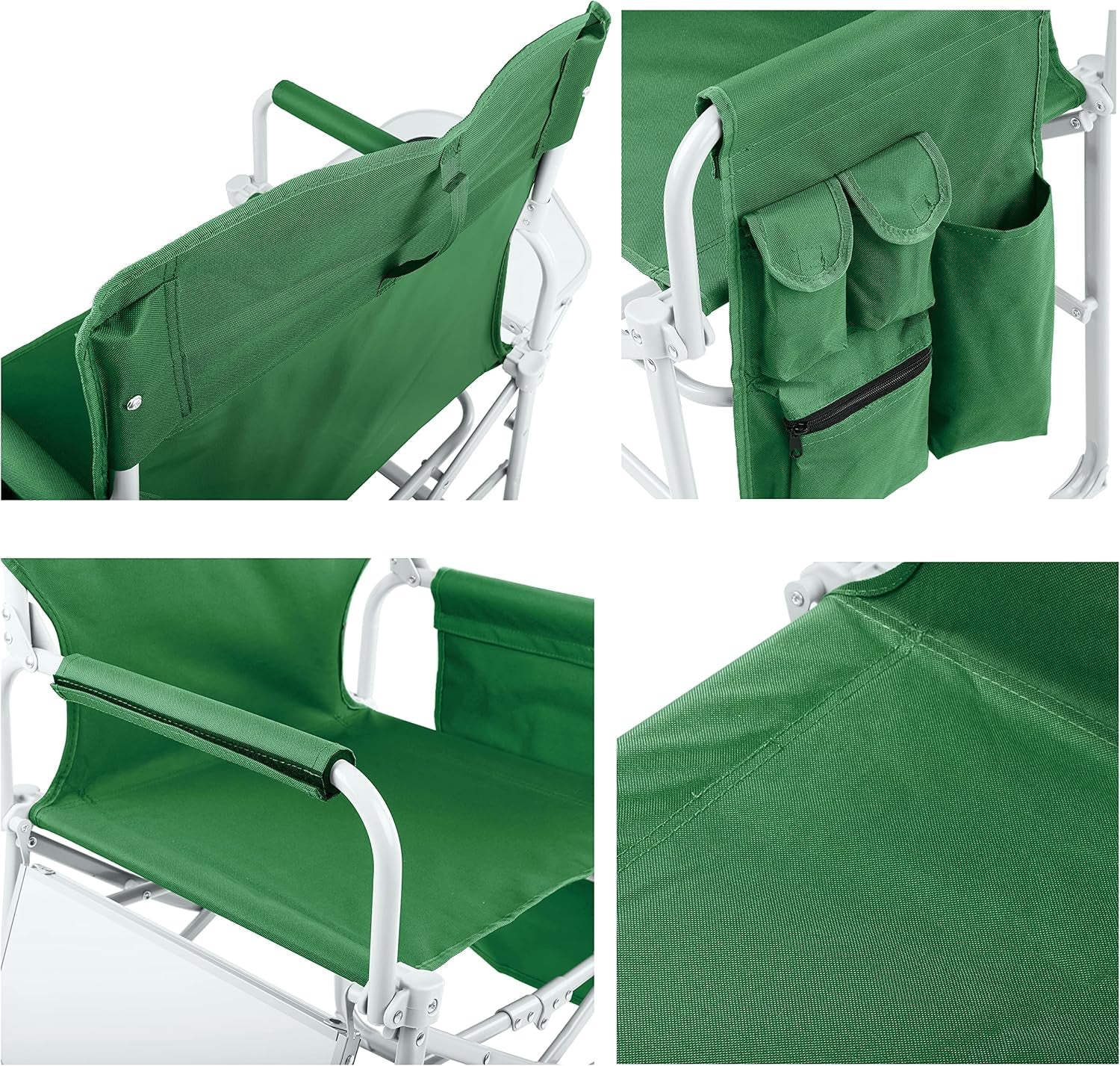 Heavy Duty Director'S Chair Portable Camping Chair with Side Table Green