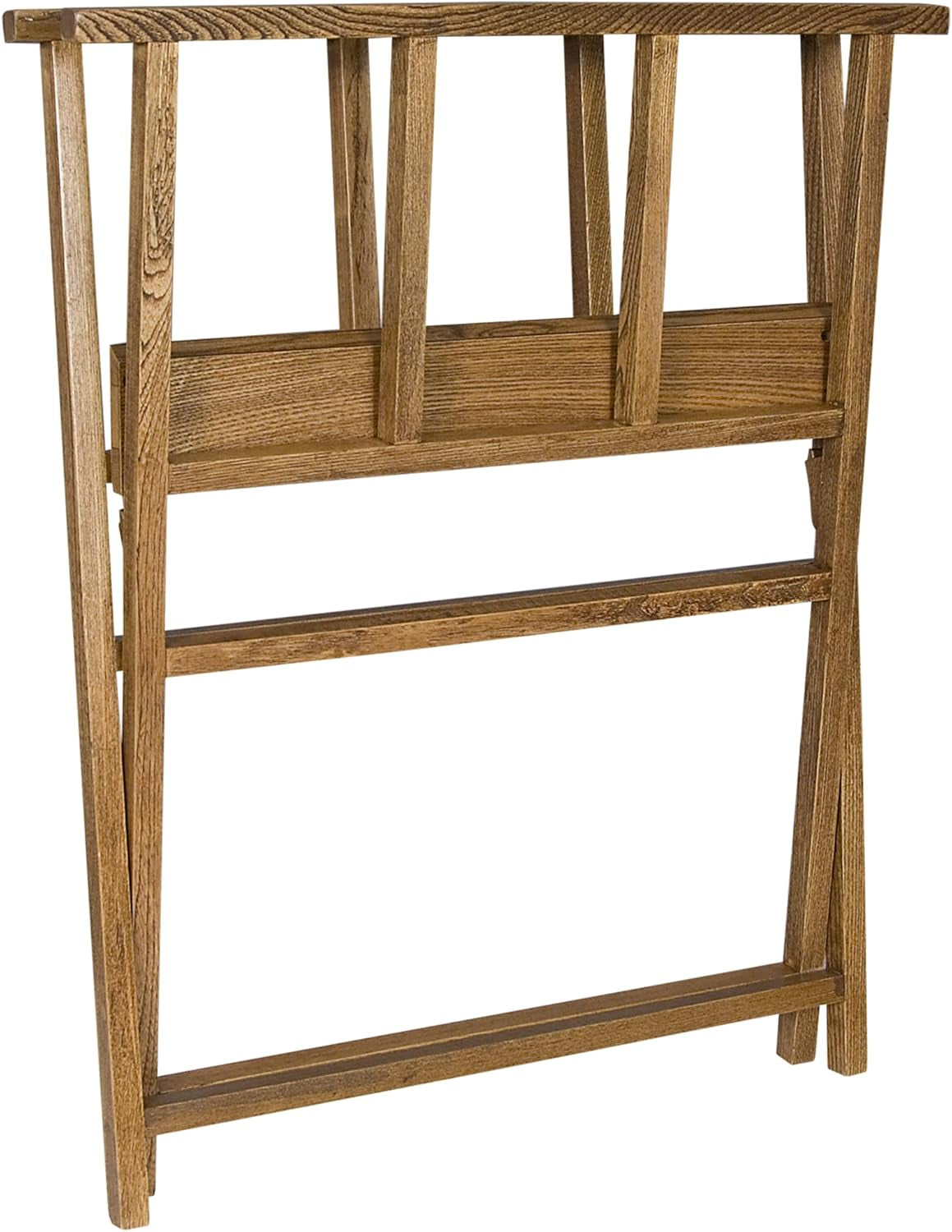 Folding Wood Large Print Rack - Perfect for Display of Canvas, Art, Prints, Panels, Posters, Art Gallery Shows, Storage Rack - [Walnut Stain Finish]
