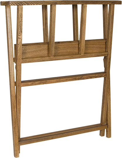 Folding Wood Large Print Rack - Perfect for Display of Canvas, Art, Prints, Panels, Posters, Art Gallery Shows, Storage Rack - [Walnut Stain Finish]