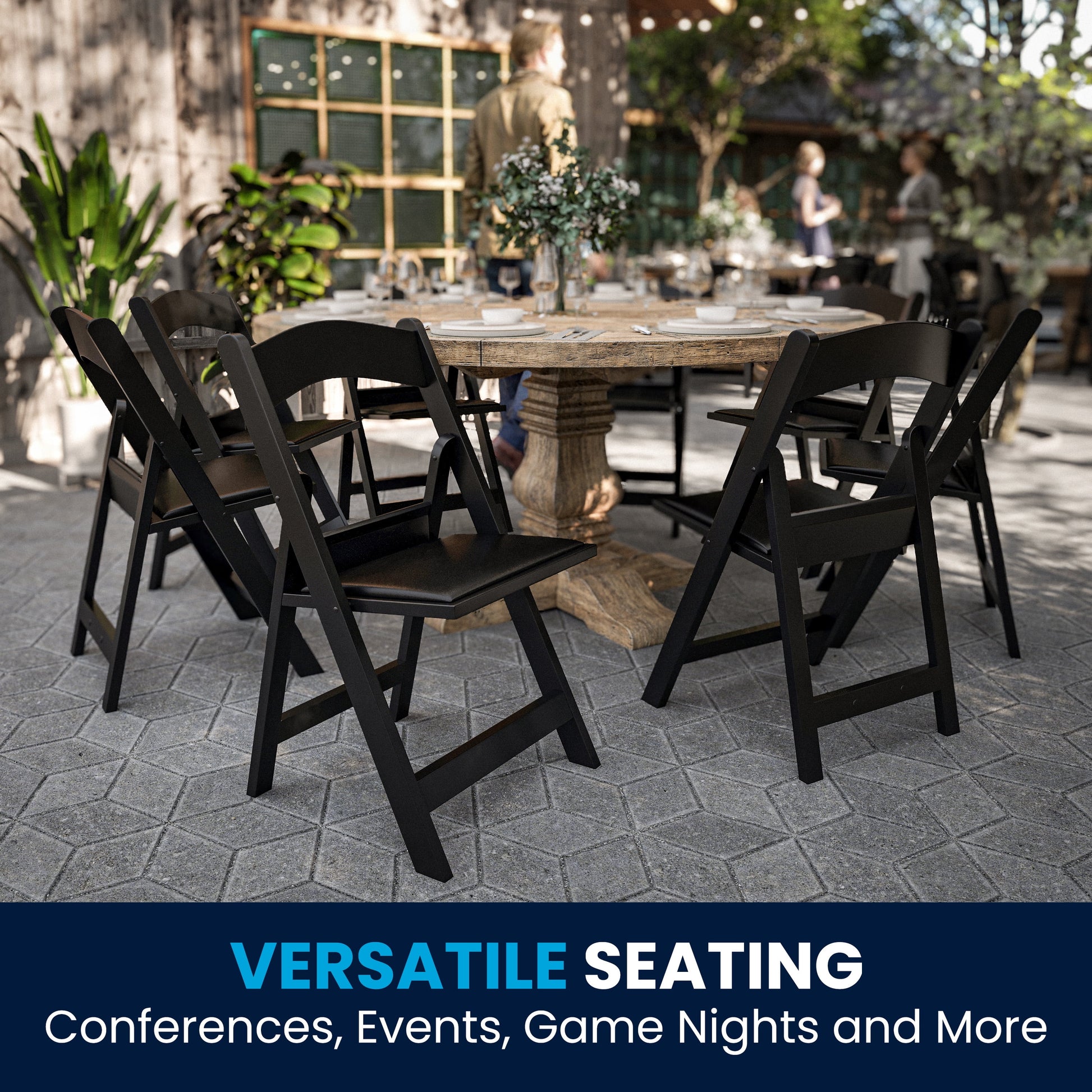 Hercules Folding Chair - Black Resin – 800LB Weight Capacity Comfortable Event Chair - Light Weight Folding Chair