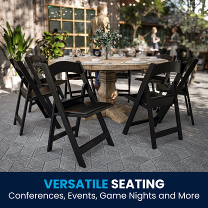 Hercules Folding Chair - Black Resin – 800LB Weight Capacity Comfortable Event Chair - Light Weight Folding Chair