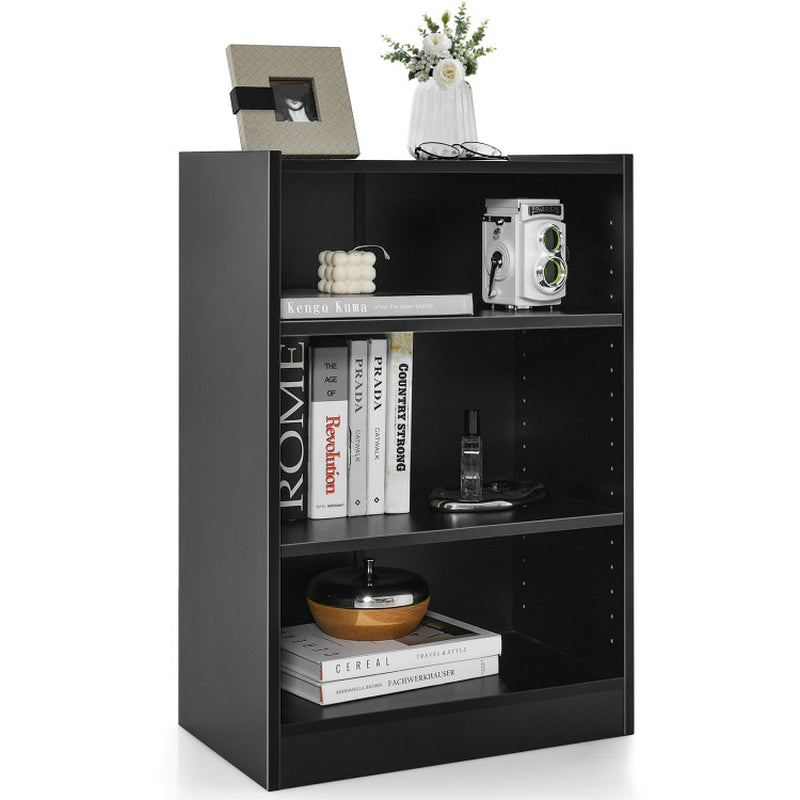 3-Tier Bookcase Open Display Rack Cabinet with Adjustable Shelves