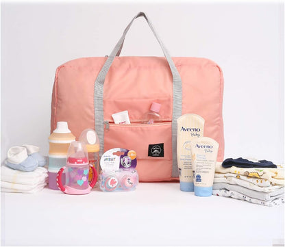 Foldable Travel Duffel Bag Lightweight Waterproof Folding Duffle Tote Bag Carry Storage Weekender Bag Folding Travel Luggage Bag for Women&Girls (Foldable Travel Bag for Pink)