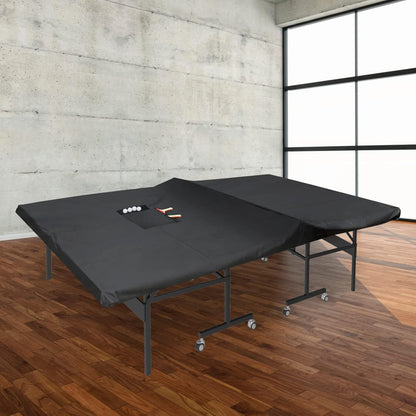 Outdoor Ping Pong Table Cover Waterproof,  420D Oxford Cloth Black Tennis Table Cover with 2 Pockets for Desktennis Balls and Rackets, Dust Covering for Folding & Flat Pingpong Desk