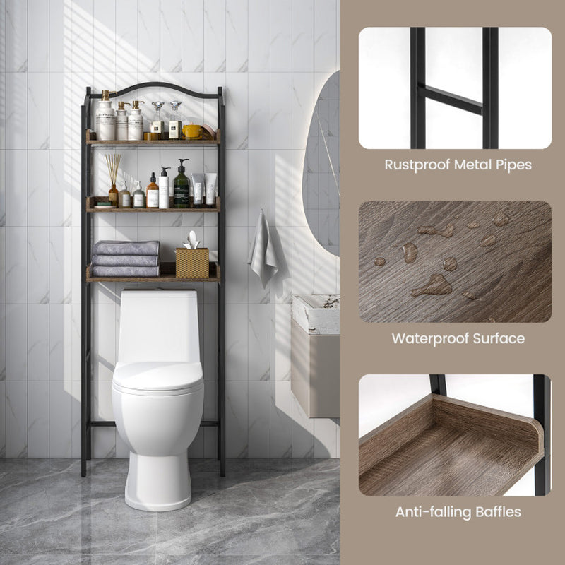 3-Tier Over-The-Toilet Rack Bathroom Toilet Stand with Shelves