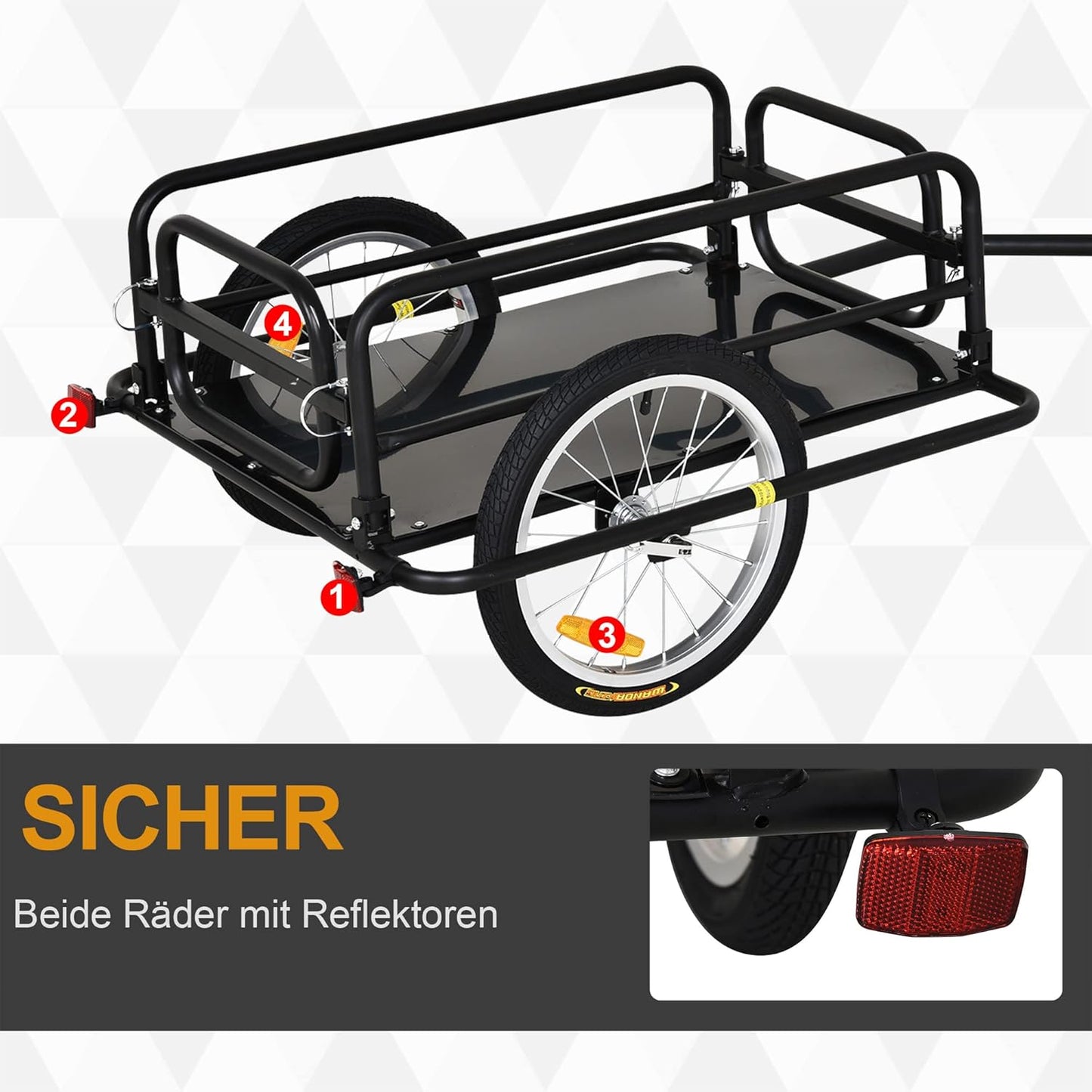 Wanderer Folding Bicycle Bike Cargo Storage Cart and Luggage Trailer with Hitch - Black