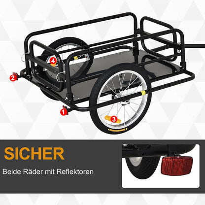 Wanderer Folding Bicycle Bike Cargo Storage Cart and Luggage Trailer with Hitch - Black