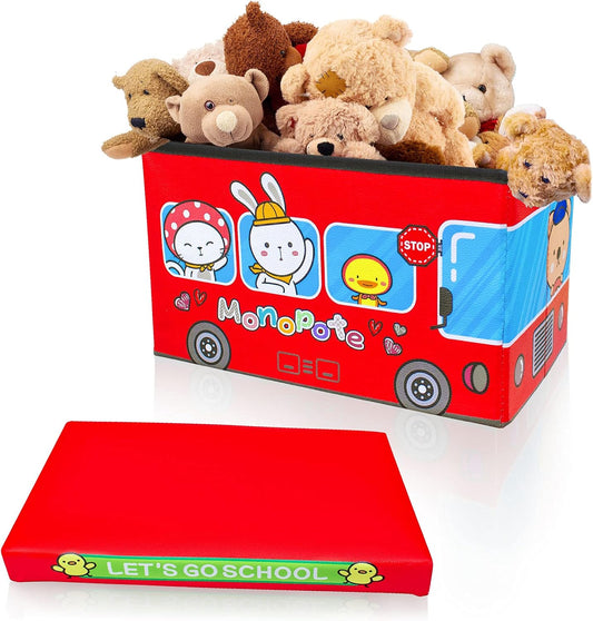 Folding Storage Ottoman Stool Foldable Storage Box Soft Cartoon Toy Large Capacity Bench for Kids Clothes and Books Container with Removable Pu Leather Lid | 402525Cm (Storage-Hxc)