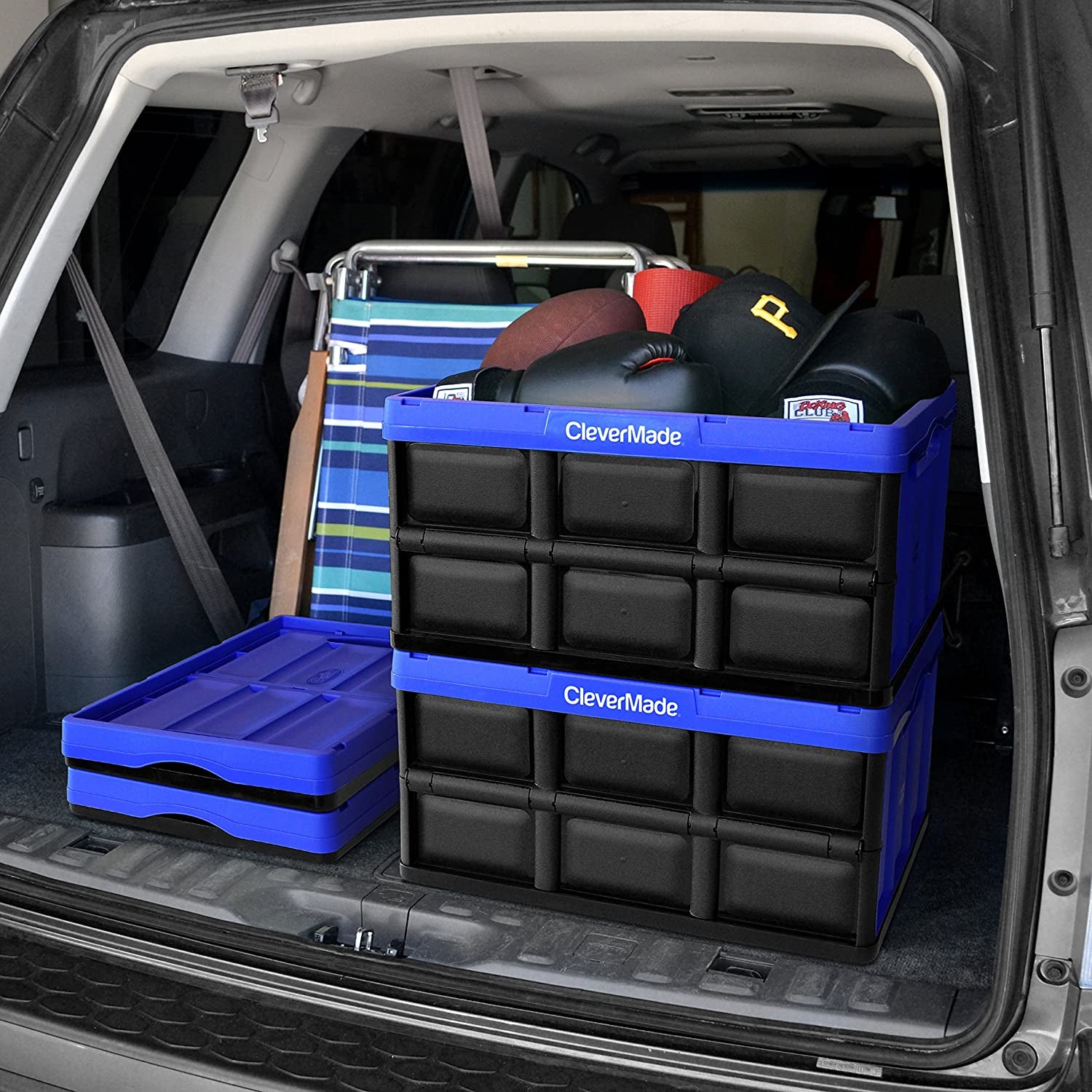Collapsible Storage Bins - Black 3 Pack 62L / 16 Gal Holds 100 Lbs - Stackable Containers Heavy Duty Capacity Crates Space-Saving
