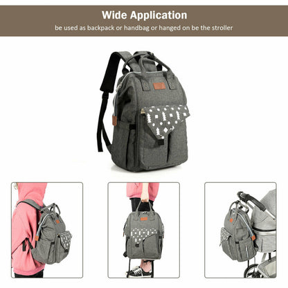 Large Waterproof Diaper Bag Backpack with USB Charging