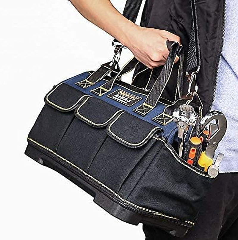Tool Bag,16 Inch Waterproof Tool Bag Organizer with ABS Molded Hard Base,Soft Padded Handle and Shoulder Strap,Oxford Cloth,Tool Bags for Men & Women