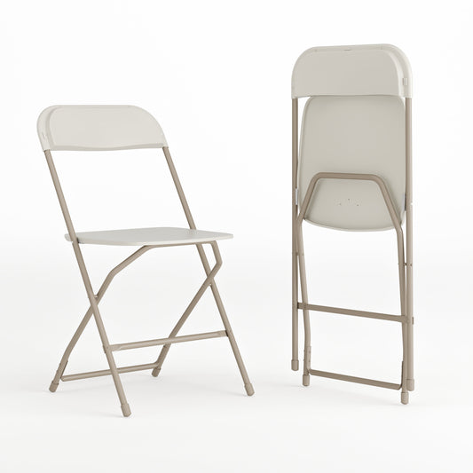 Hercules Series Plastic Folding Chair Beige - 2 Pack 650LB Weight Capacity Comfortable Event Chair-Lightweight Folding Chair