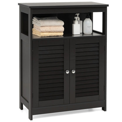 Wood Freestanding Bathroom Storage Cabinet with Double Shutter Door