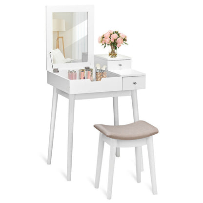 Vanity Dressing Table Set Flip Mirror Desk Furniture Stool