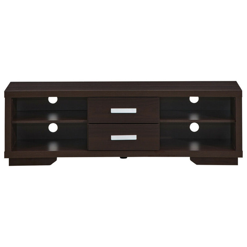 Modern TV Stand Entertainment Center with 2 Drawers and 4 Open Shelves