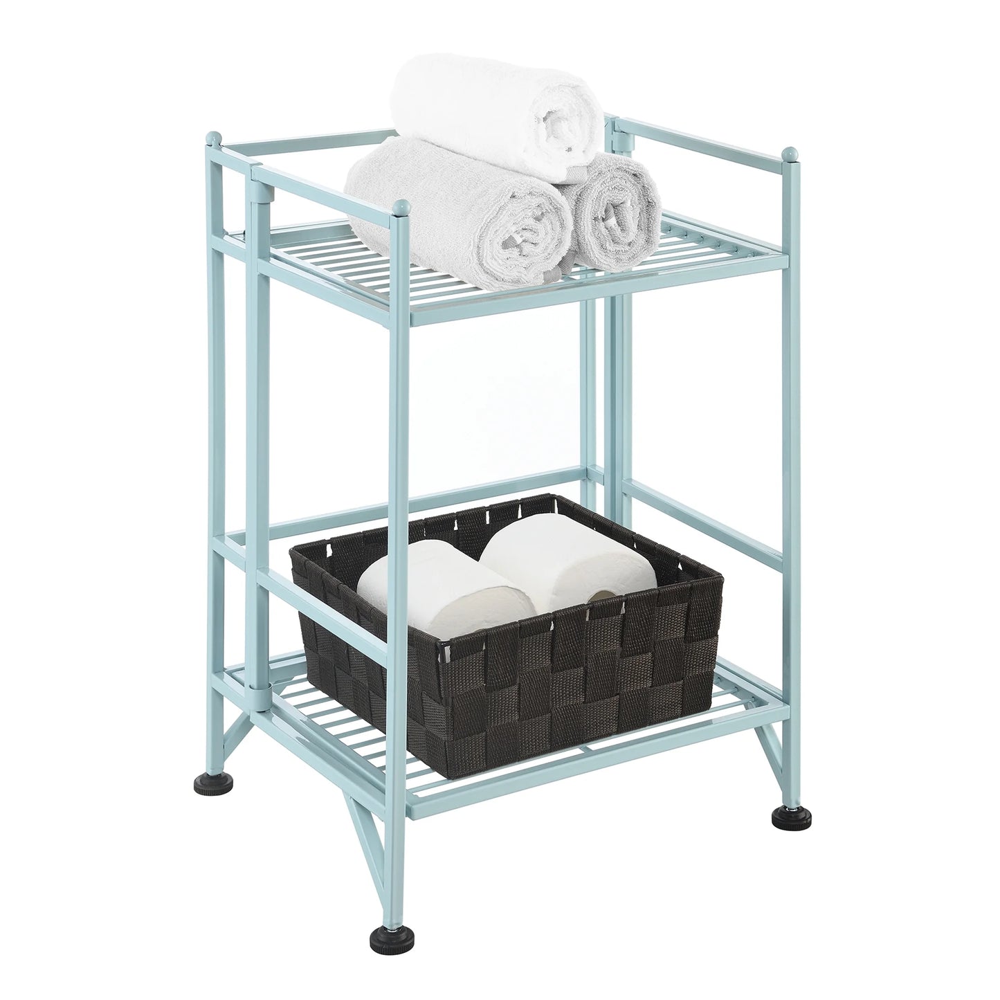 Xtra Storage 2 Tier Folding Metal Shelf, Sea Foam