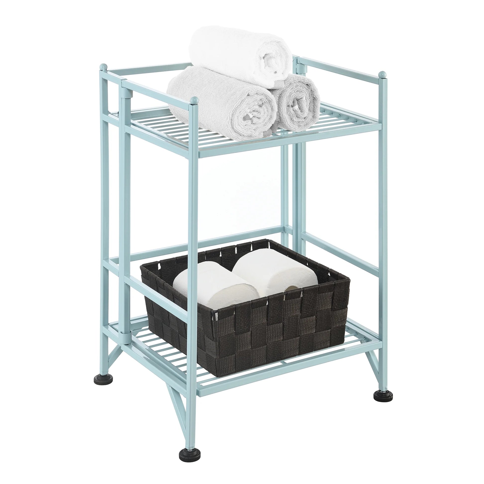 Xtra Storage 2 Tier Folding Metal Shelf, Sea Foam