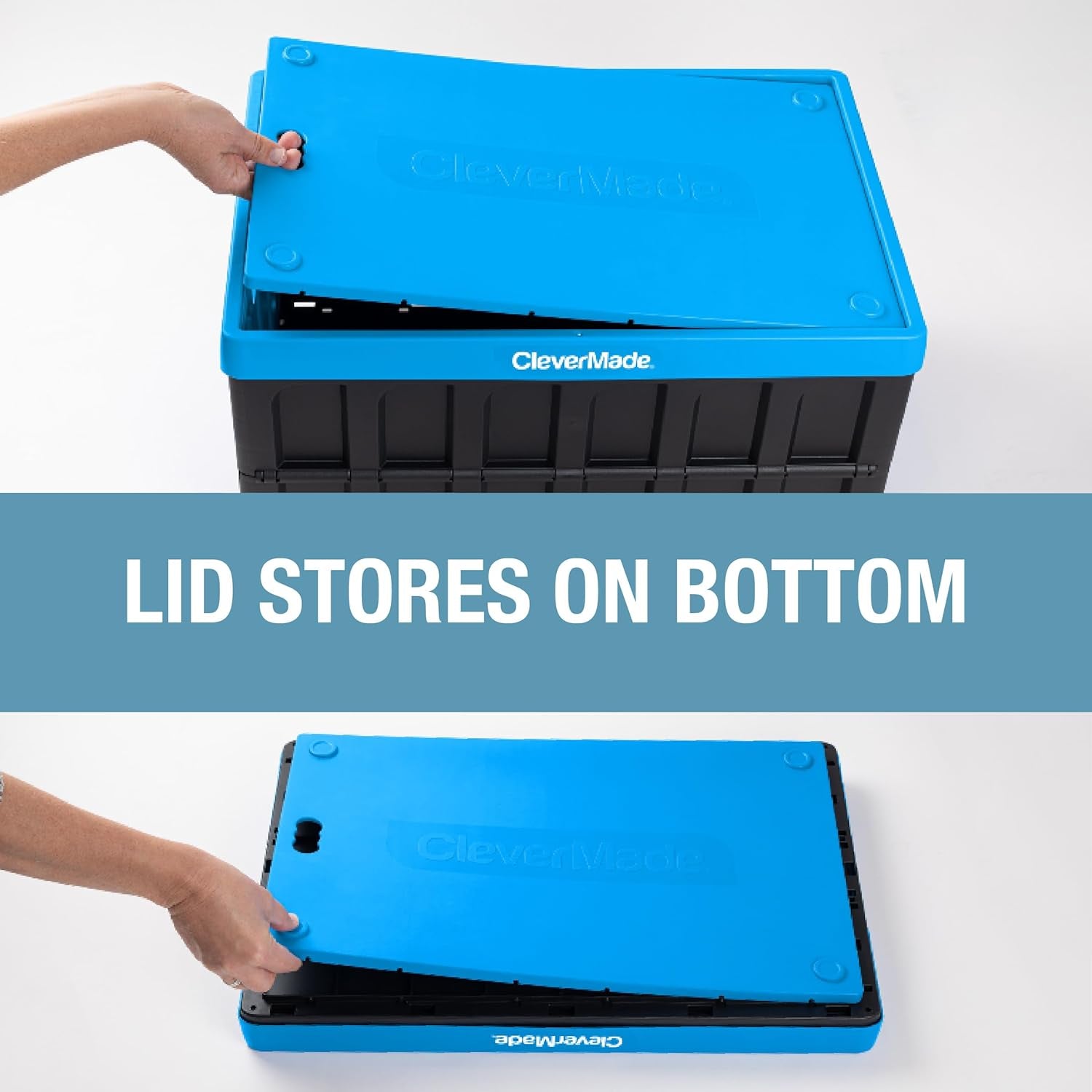 Collapsible Storage Bins with Lids- Charcoal 3 Pack 46L - Plastic Containers Stackable Organization Crates Home Closet Space-Saving Durable
