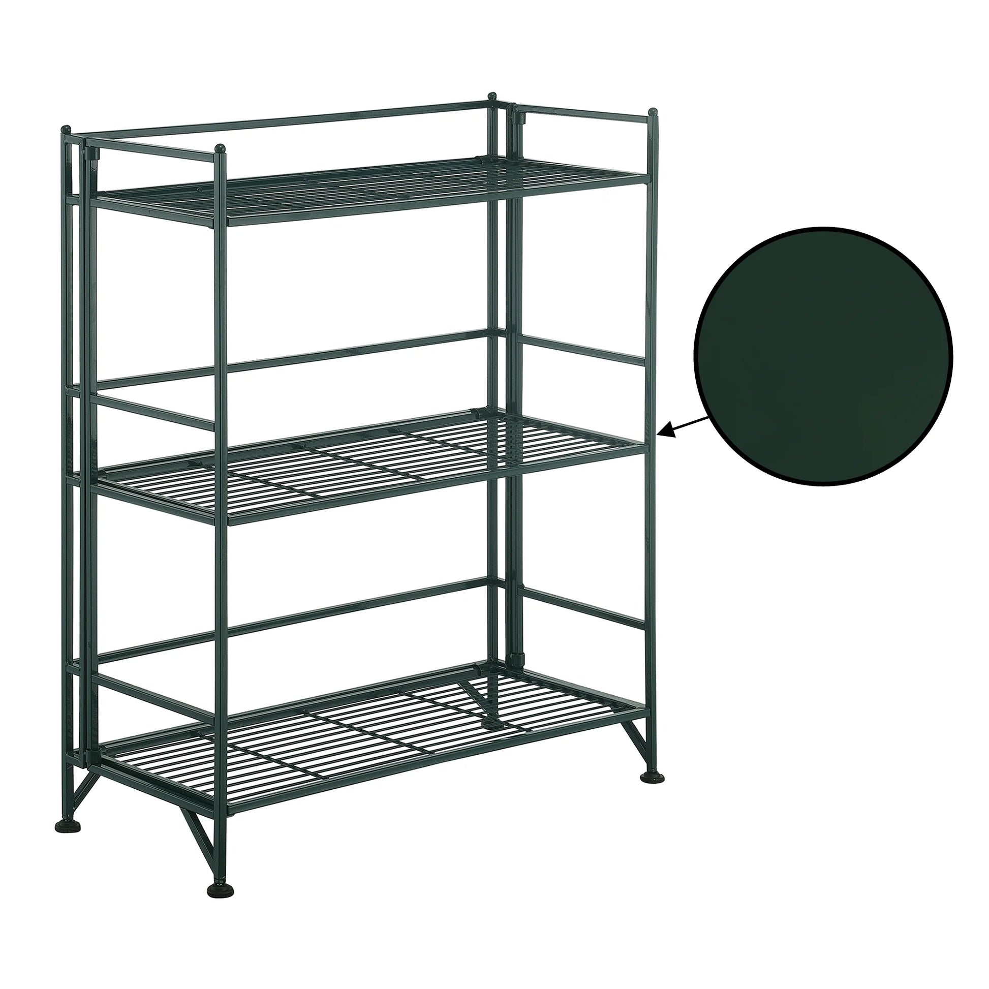 Xtra Storage 3 Tier Wide Folding Metal Shelf, Forest Green