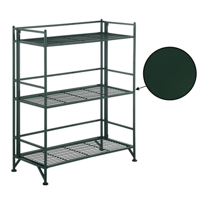Xtra Storage 3 Tier Wide Folding Metal Shelf, Forest Green