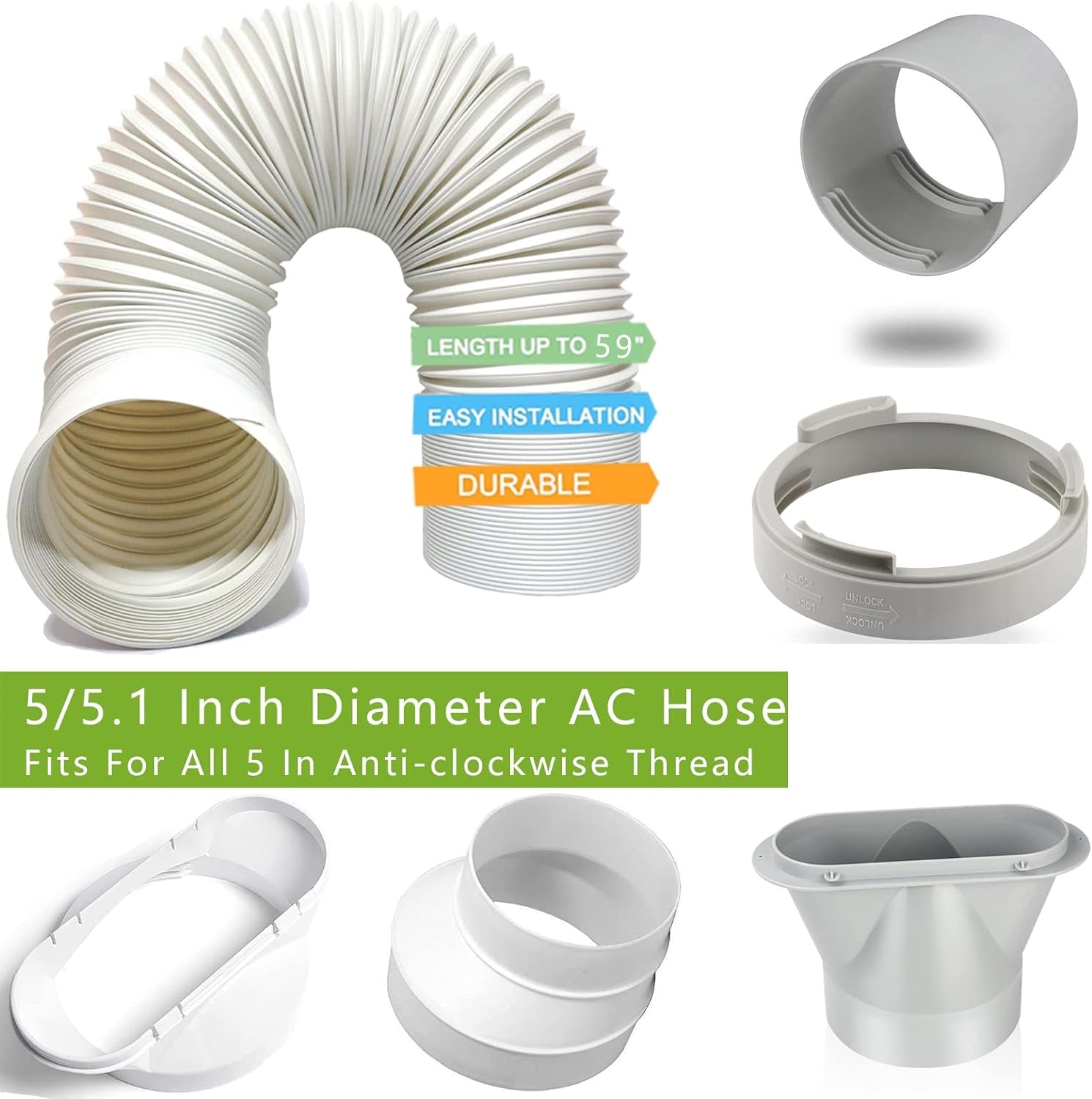 Portable Air Conditioner Hose 5" Diameter Portable Exhaust Vent for Portable Ne