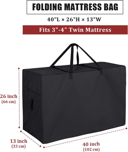 Folding Mattress Storage Bag, Carry Case for Tri Fold Mattress with Zipper, Foldable Memory Foam Mattress Carrying Case Fits 3-4 Inch Twin Trifold Mattress