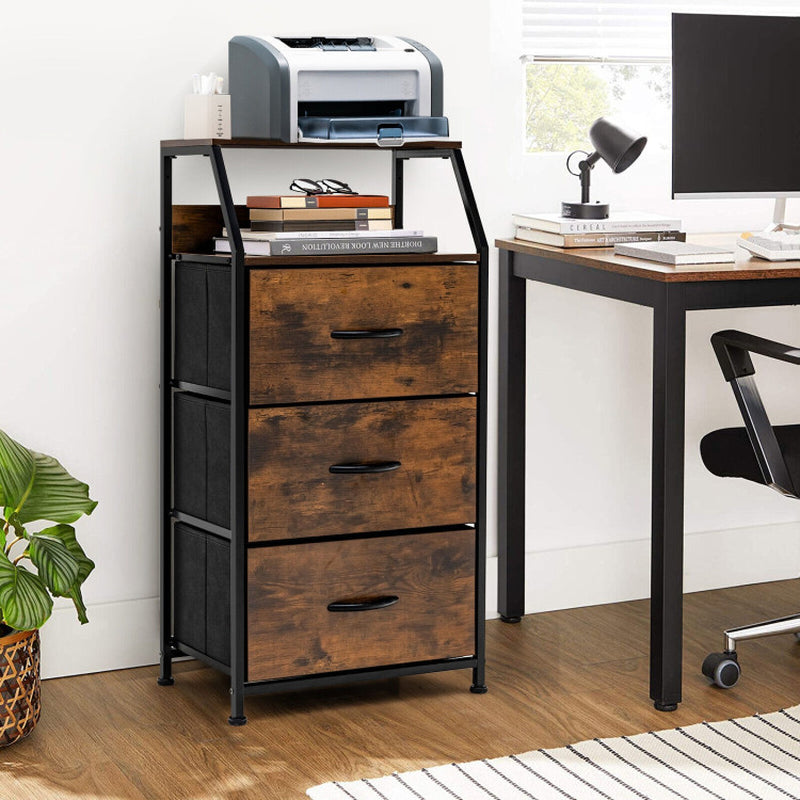 Freestanding Cabinet Dresser with Wooden Top Shelves