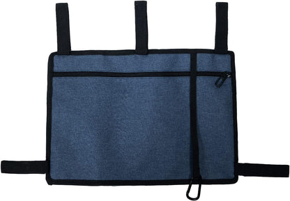 Walker Bag Pouch Basket with Cup Holder Armrest Attachments Hand Free Storage Bags Waterproof for Folding Rollator Accessories Suit for Elderly Seniors Handicap Disabled (Blue)