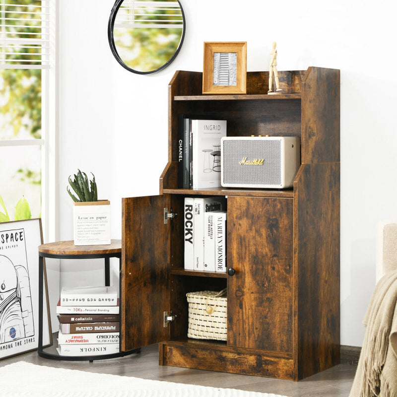 Storage Cabinet Bookcase with Doors and Display Shelf