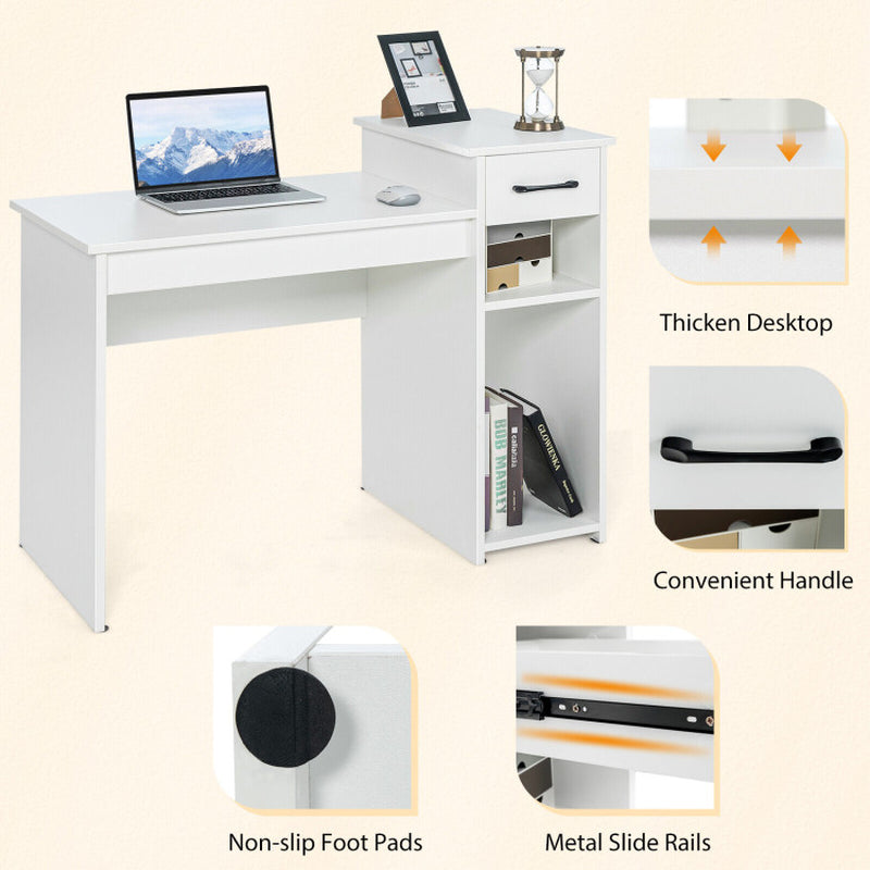 Compact Computer Desk with Drawer and CPU Stand