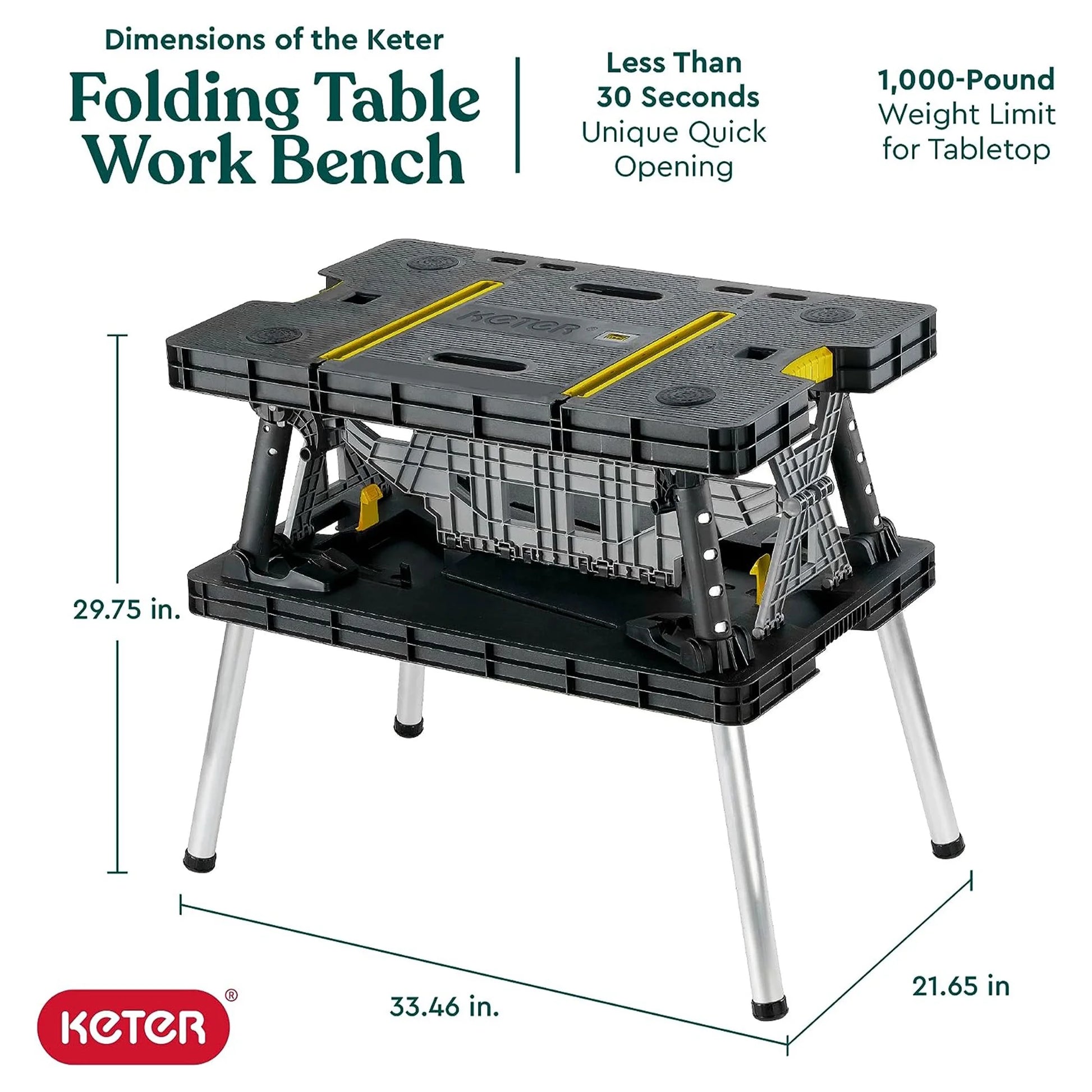 Portable Folding Table Tool Storage Stand Workbench Sawhorse W/ 12" Clamps