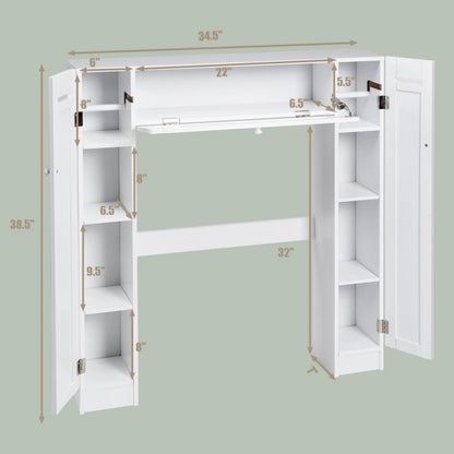 Over the Toilet Storage Cabinet with 2 Cabinets and Adjustable Shelves